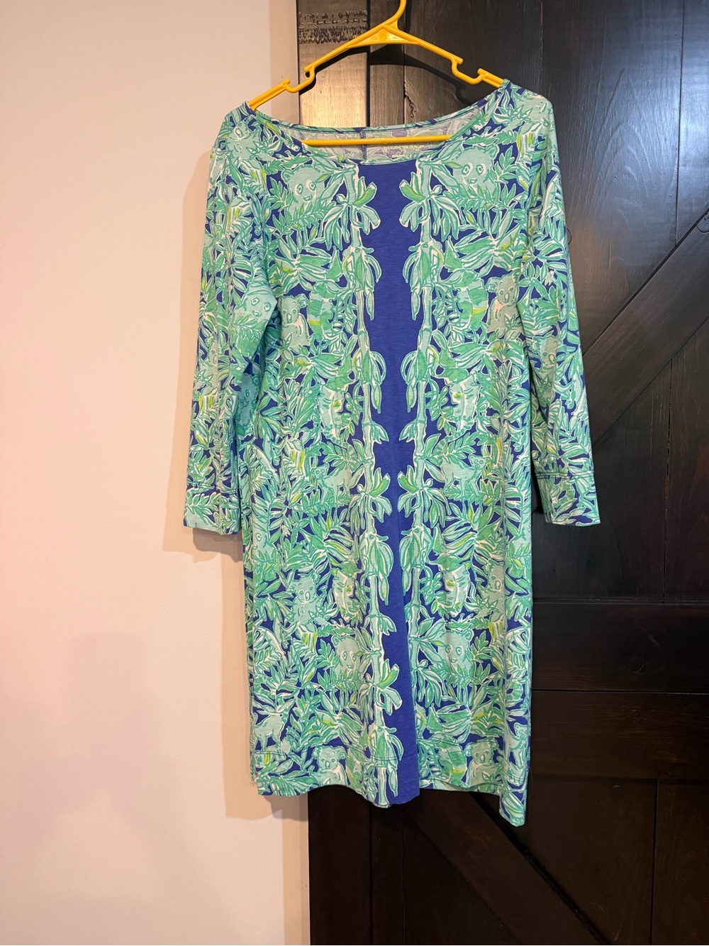 Lilly Pulitzer Blue and Green Printed Long Sleeve Shift Dress